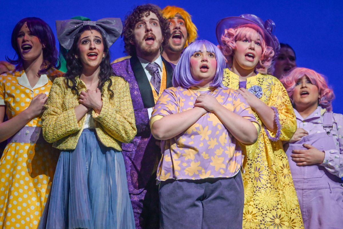 The ensemble sings during a performance of "Seussical" in Stewart Theater on Tuesday, Feb. 18, 2025. "Seussical" is runs from Feb. 20-23. The performance explores popular characters by popular children's book writer, Dr. Seuss.