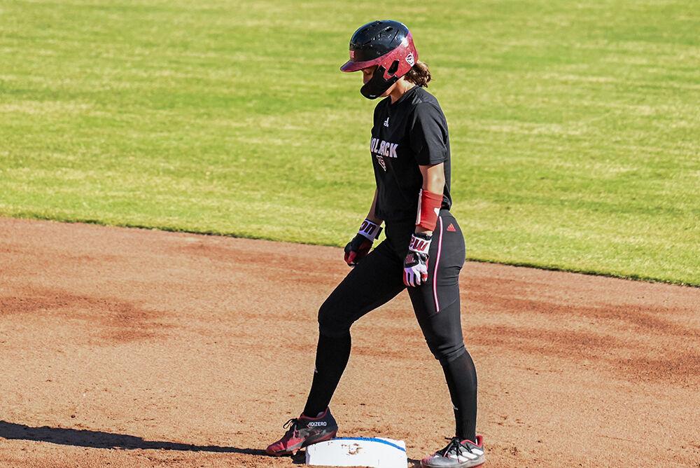 Sophomore left fielder Tori Ensley prepares to run toward the next base during the softball game against App State on Sunday, Oct. 13, 2024. The Wolfpack defeated the Mountaineers 6-2.