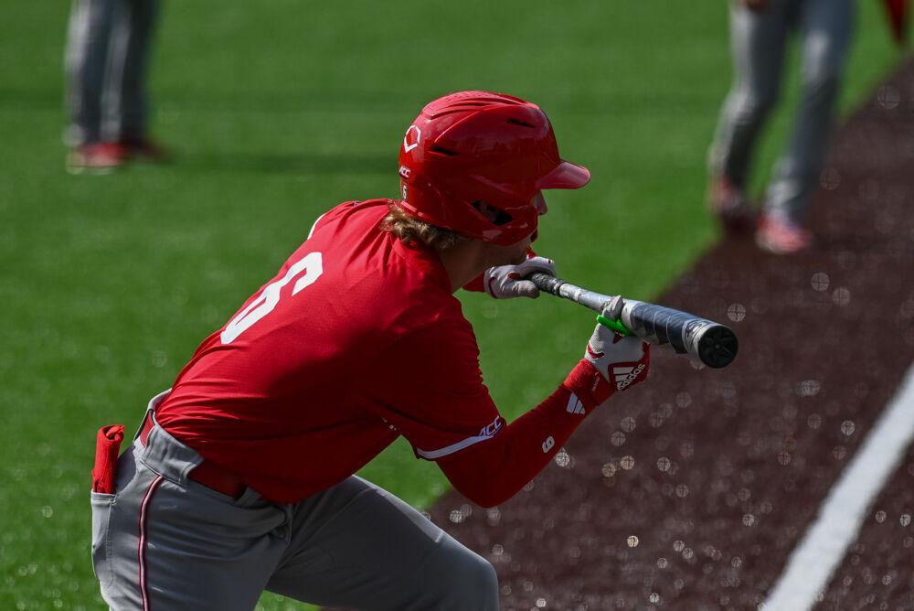 Junior infielder Matt Heavner bunts during the game against Duke at Jack Coombs Field&#160;on Saturday, March 29, 2025.&#160;Heavner had two RBIs. NC State beat Duke 14-6.