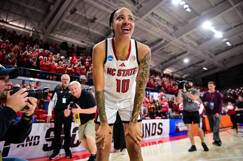 Senior guard Aziaha James takes in Reynolds Coliseum for the final time after the second round game of the NCAA Tournament against Michigan State on Monday, March 24, 2025. James scored 26 points. The Wolfpack beat the Spartans 83-49.