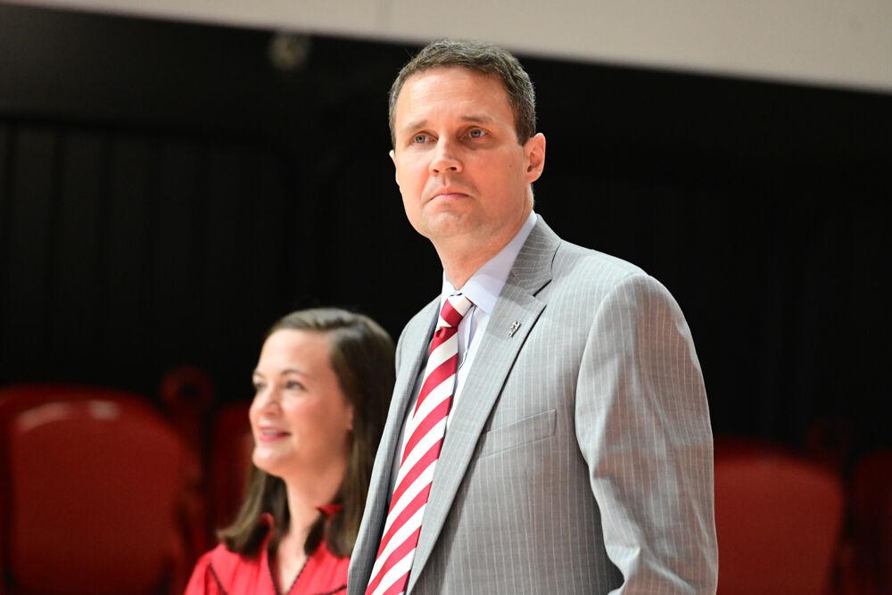Will Wade, the new head coach of NC State men's basketball, gazes into the crowd before starting his press conference in Reynolds Coliseum&#160;on Tuesday, March 25, 2025. NC State introduced Will Wade as its 21st head coach in program history.