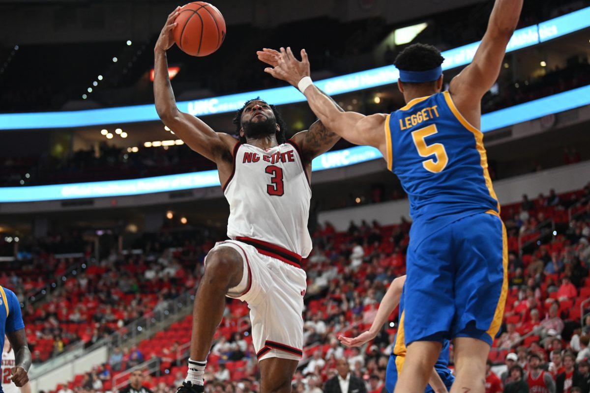 Senior guard/forward Dontrez Styles shoots the ball during the match against Pitt in the Lenovo Center on Wednesday, March 5, 2025. Styles had 13 rebounds and scored 13 points. The Wolfpack beat the Panthers 71-63.