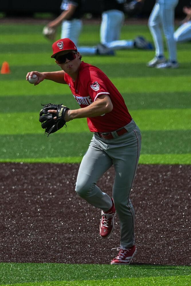Sophomore infielder Luke Nixon throws it to first during the game against Duke at Jack Coombs Field&#160;on Saturday, March 29, 2025.&#160;Nixon went two for four with one home run. NC State beat Duke 14-6.