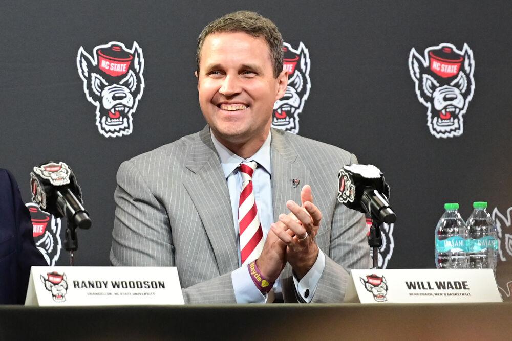 Will Wade smiles and claps during the press conference inside the Reynolds Coliseum&#160;on Tuesday, March 25, 2025. NC State introduced Will Wade as its 21st head coach in program history.