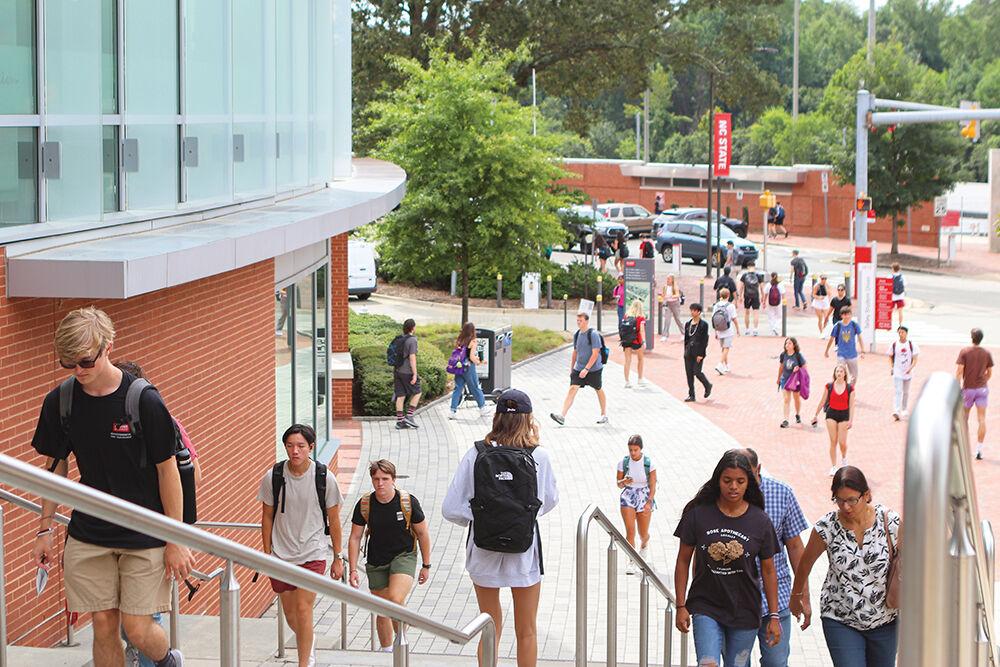 Students walk outside of Talley Student Union on the first day of Fall semester classes on Monday, Aug. 22, 2022.