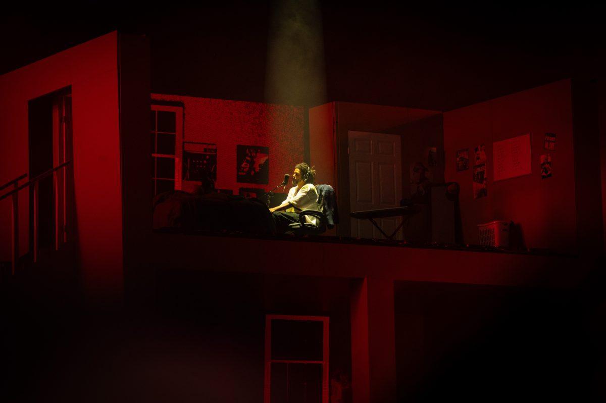 A spotlight shines on J. Cole at the beginning of his performance during the final Dreamville Festival in Dorothea Dix Park on April 6, 2025. J. Cole invited his favorite musical artists and collaborators from across the world to perform in Raleigh over the weekend.