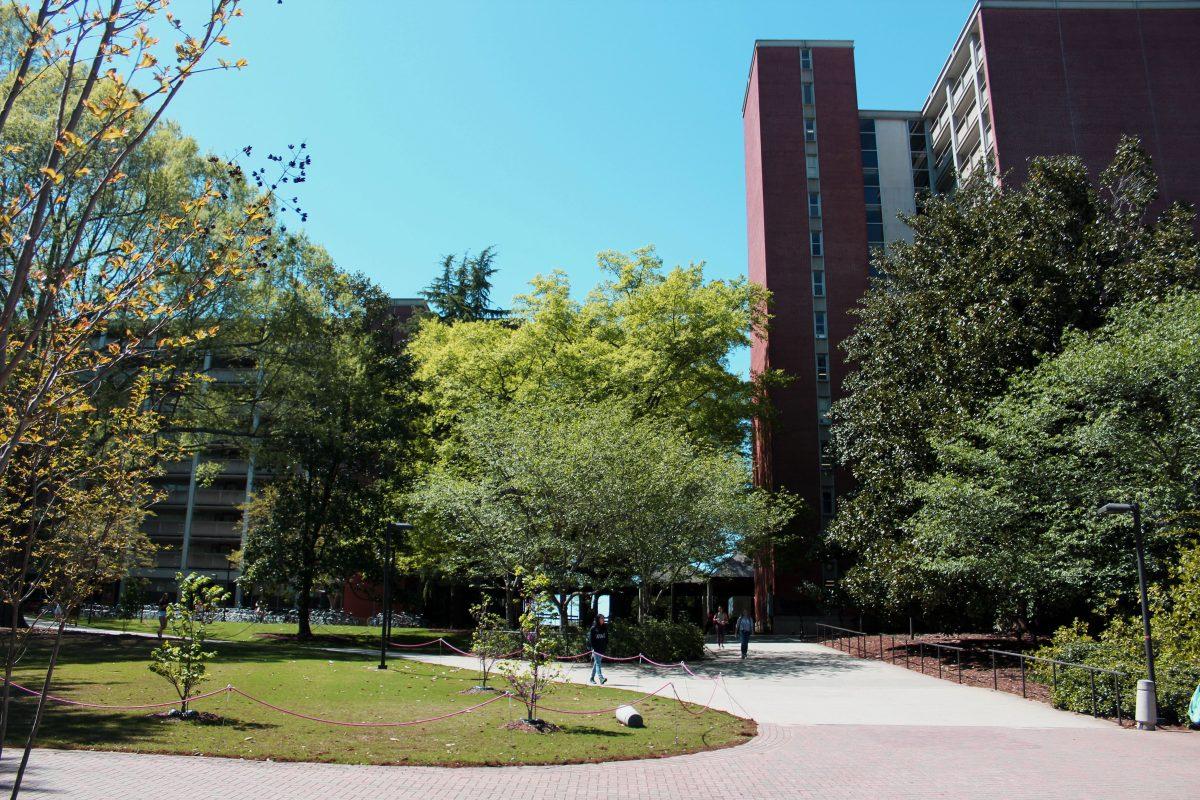 In this archive photo, Lee Hall and Sullivan Hall sit on Monday, April 15, 2019. LEewas built in 1964 while Sullivan Hall was developed in 1966. Both halls are conveniently located by Fountain Dining Hall and Doak Field and house undergraduate students at NCSU.