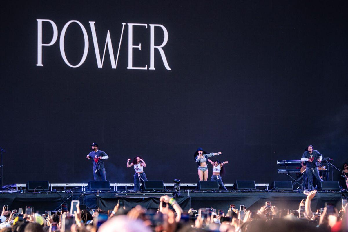 Keyshia Cole performs during the final Dreamville Festival in Dorothea Dix Park on April 5, 2025. Cole performed her best charting song "Love" from the album The Way It Is (2005).