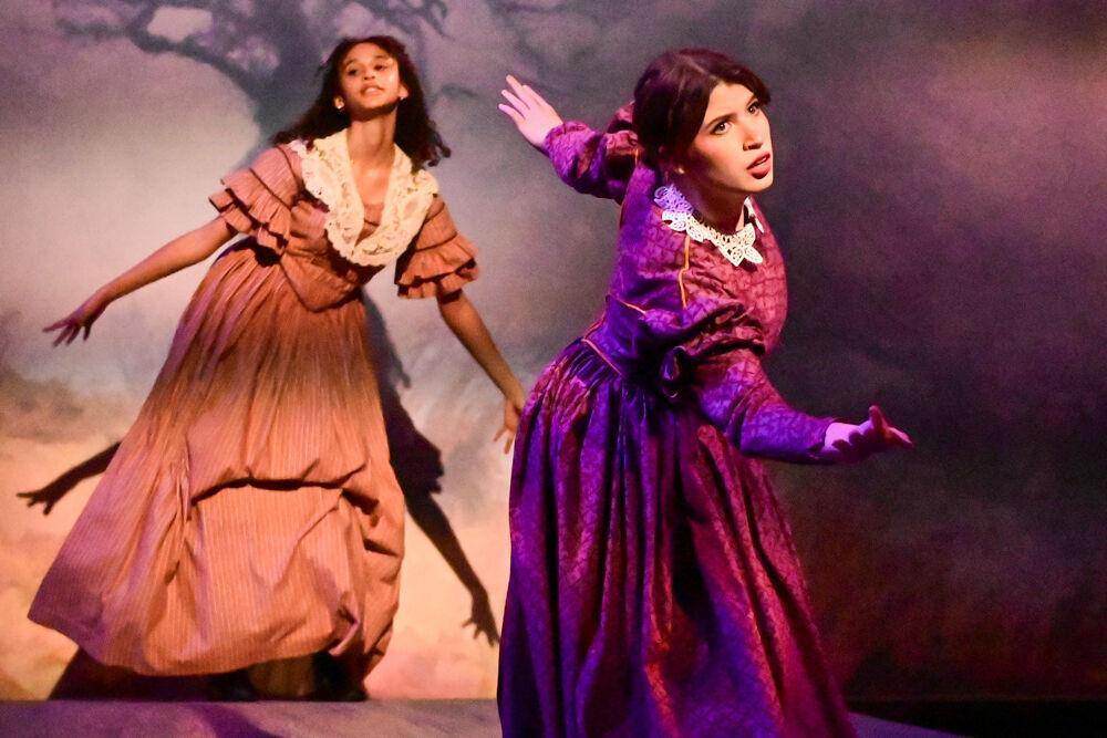 Quinn Kinser, as Jane, dances during the dress rehearsal performance of "You on the Moors" at Frank Thompson Hall on Wednesday, April 2, 2025. "You on the Moors Now" reimagines classic literary heroines as they explore themes of love, betrayal and independence.