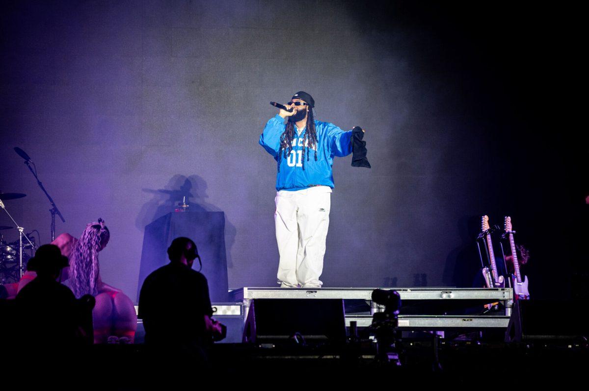 PARTYNEXTDOOR performs on the "Shine" stage during the final Dreamville Festival in Dorothea Dix Park on April 5, 2025. PARTYNEXTDOOR performed songs from his collaborative album $ome $exy $ongs 4 U (2025), which debuted at No. 1 on the Billboard 200 chart with 246,000 equivalent album units in its first week, including 25,000 pure album sales and 287 million streams.