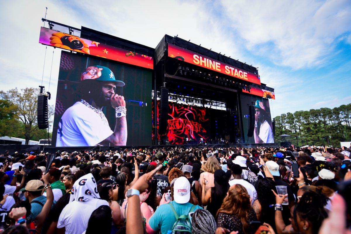 Fans listen as Chief Keef performs during the final Dreamville Festival in Dorothea Dix Park on April 5, 2025. Chief Keef performed viral hit songs "Faneto" and "Love Sosa" featuring his unique sound.