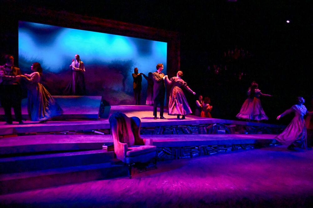 The cast dances during the dress rehearsal performance of "You on the Moors" at Frank Thompson Hall on Wednesday, April 2, 2025. "You on the Moors Now" reimagines classic literary heroines as they explore themes of love, betrayal and independence.