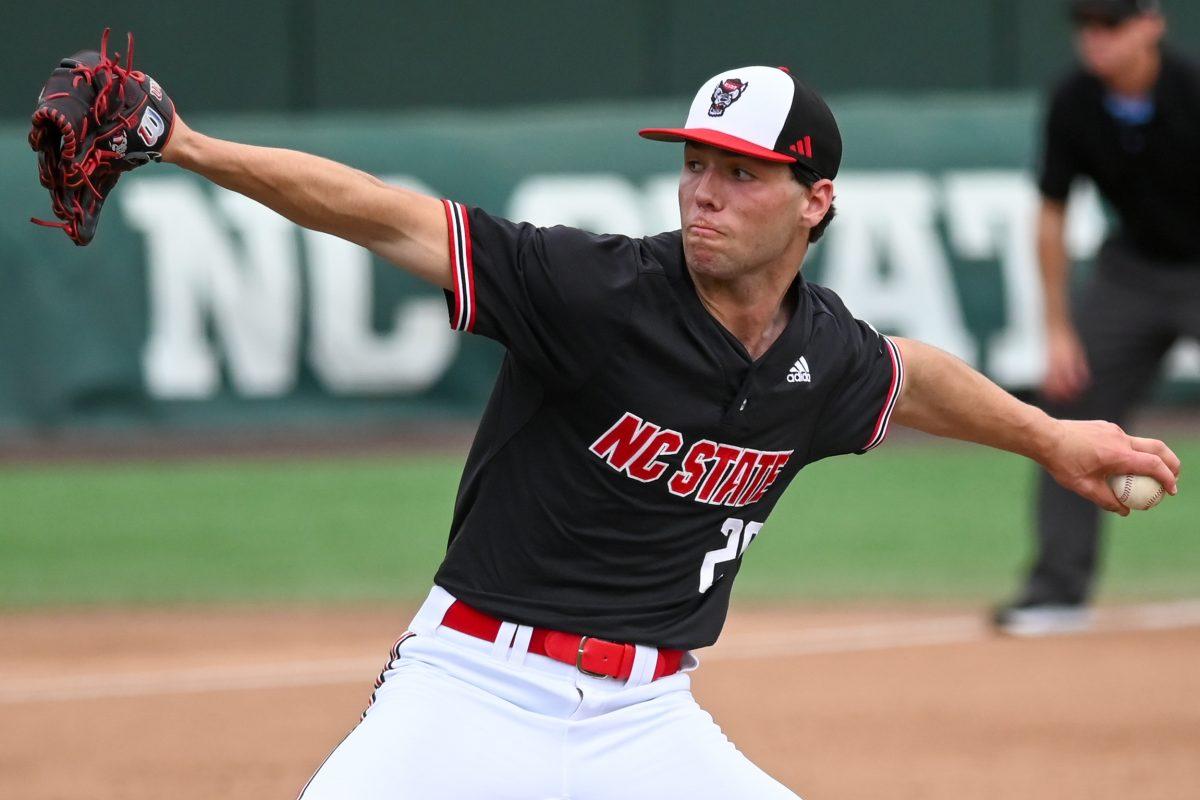 Sophomore left handed pitcher Ryan Marohn pitches the ball during the game against Virginia on April 6, 2025 at Doak Field at Dail Park. Marohn had three strikeouts through five innings. NC State beat Virginia 9-8.