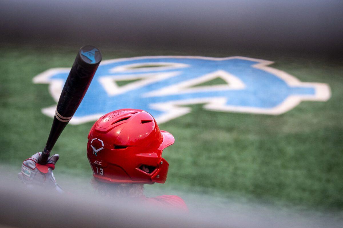 Sophomore catcher Alex Sosa prepared for his at-bat during the game against UNC in Boshamer Stadium on Thursday, May 8, 2025. The Tar Heels beat the Wolfpack 8-1.